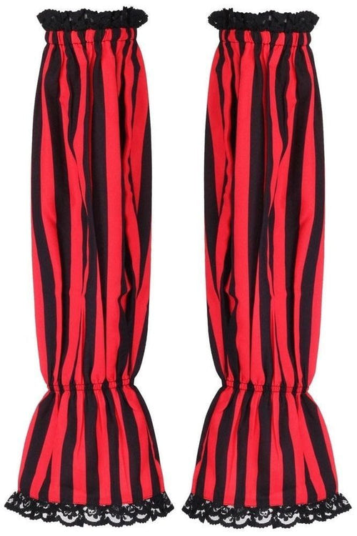 Black/Red Striped Smocked Sleeves - Daisy Corsets