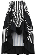 Black/White Stripe Adjustable High Low Skirt - Daisy Corsets