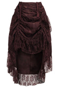 Brown Lace Adjustable High Low Bustle Skirt - Daisy Corsets