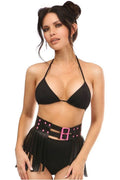 Candy Collection - Black/Pink Fringe Skirt - Daisy Corsets