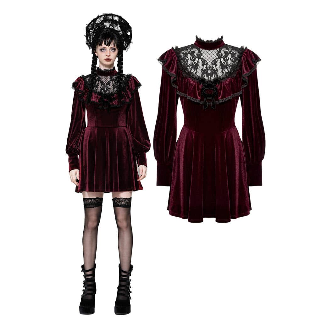 Western Fashion Crimson Red Velvet Dress