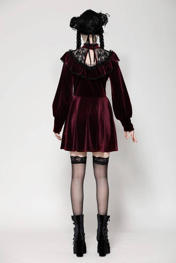 Western Fashion Crimson Red Velvet Dress
