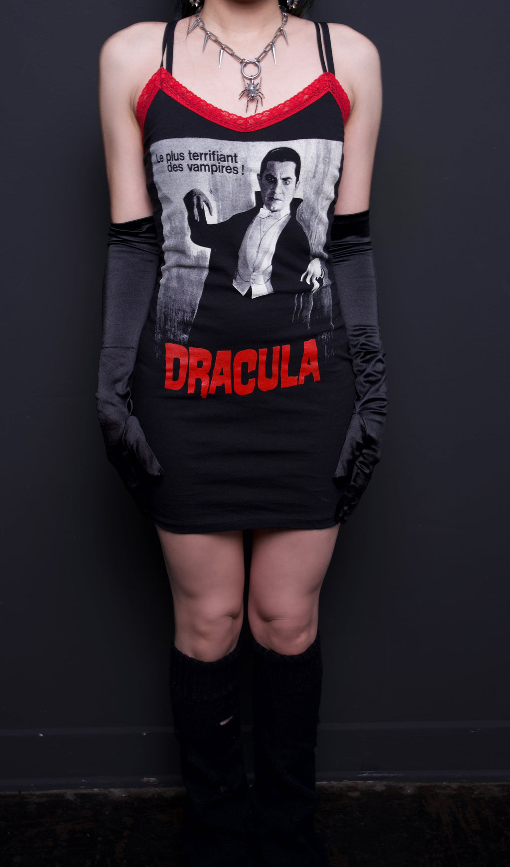 Handmade Dracula Red Lace Strap Dress