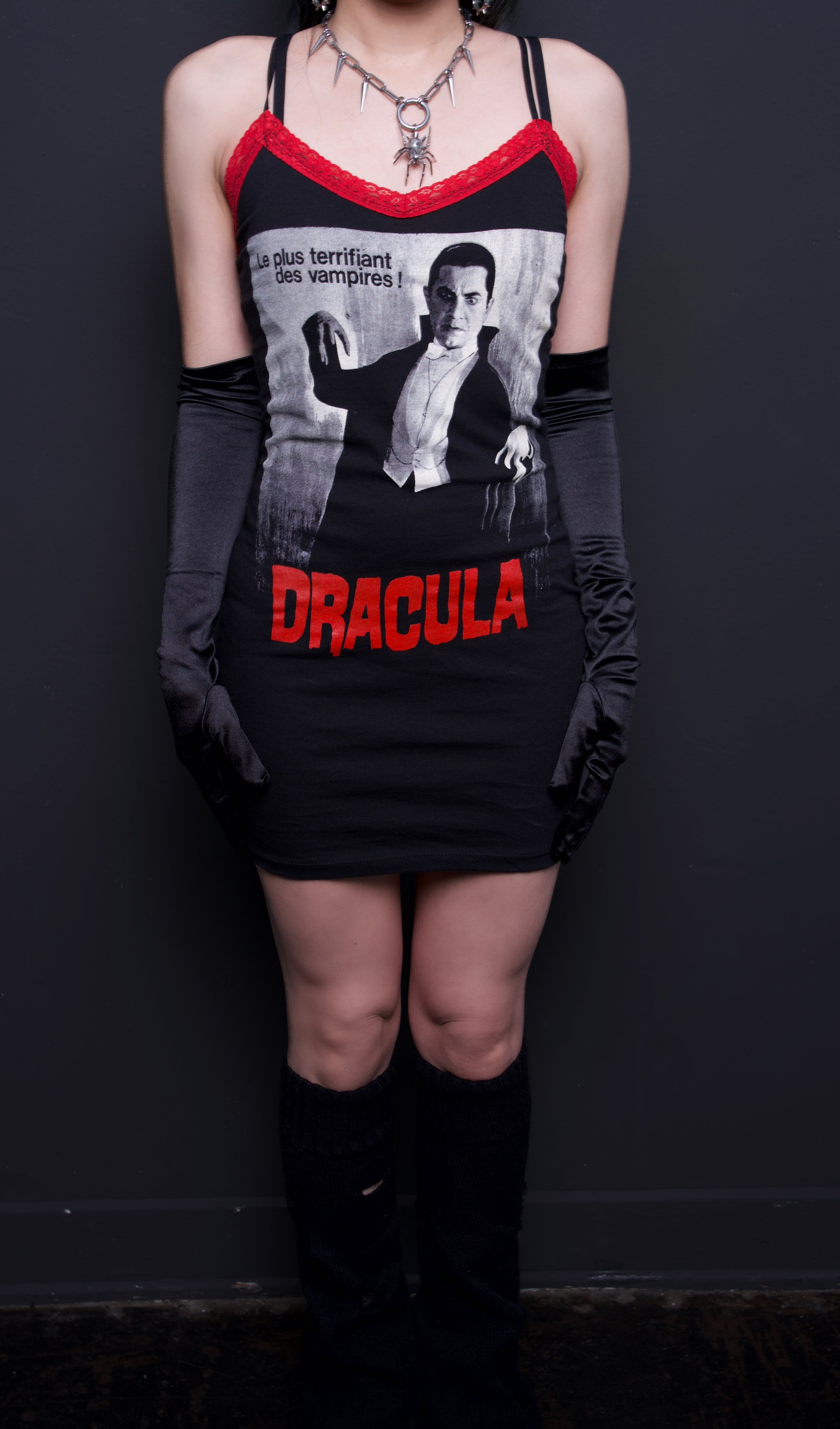 Handmade Dracula Red Lace Strap Dress