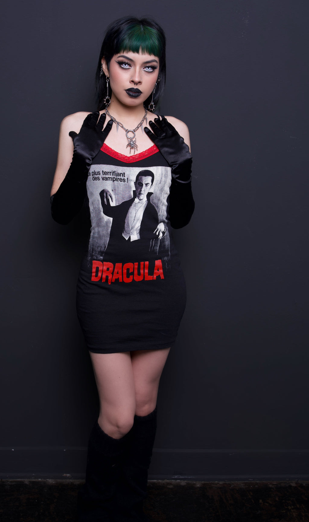 Handmade Dracula Red Lace Strap Dress