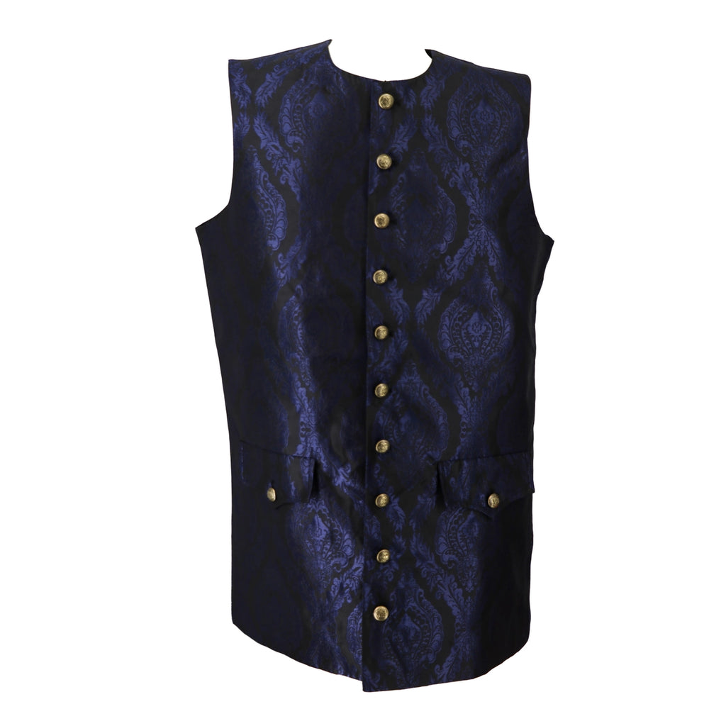 Blue Jacquard Brocade Pirate Vest