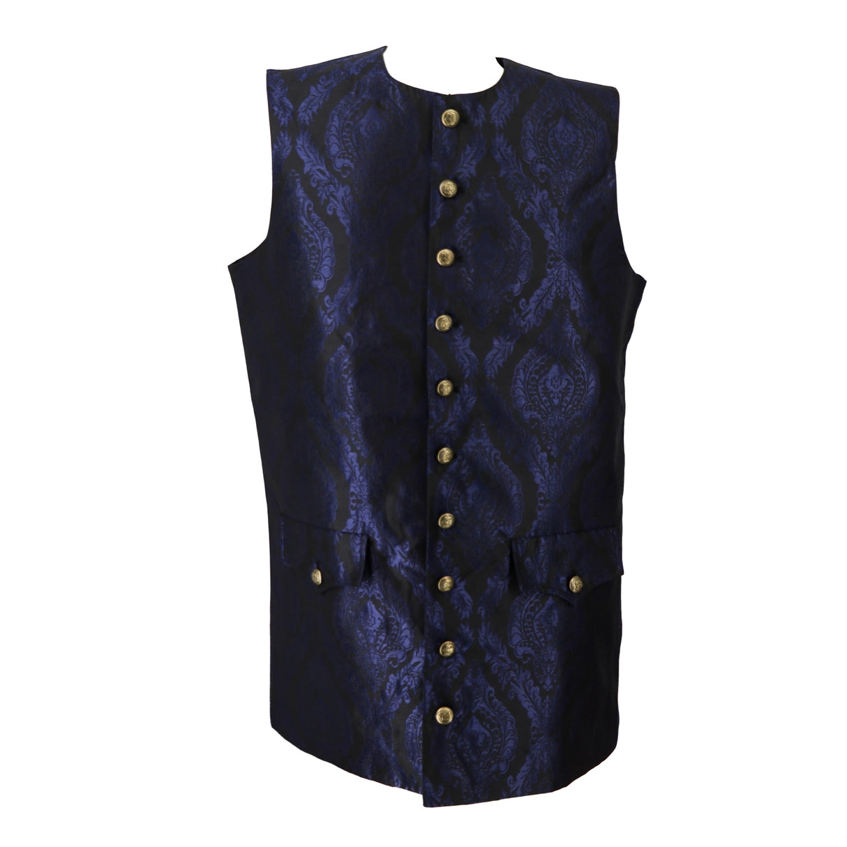 Blue Jacquard Brocade Pirate Vest