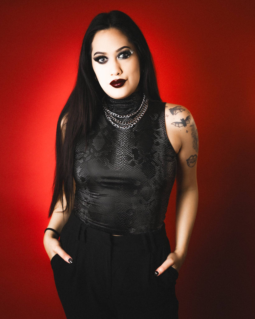 Onyx Serpent Crop Top