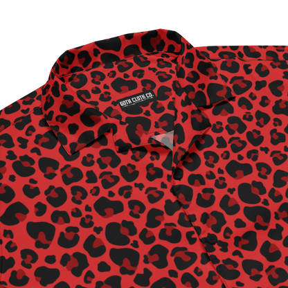 Goth Cloth's Feline Fever Red Cheetah Button-Up Shirt