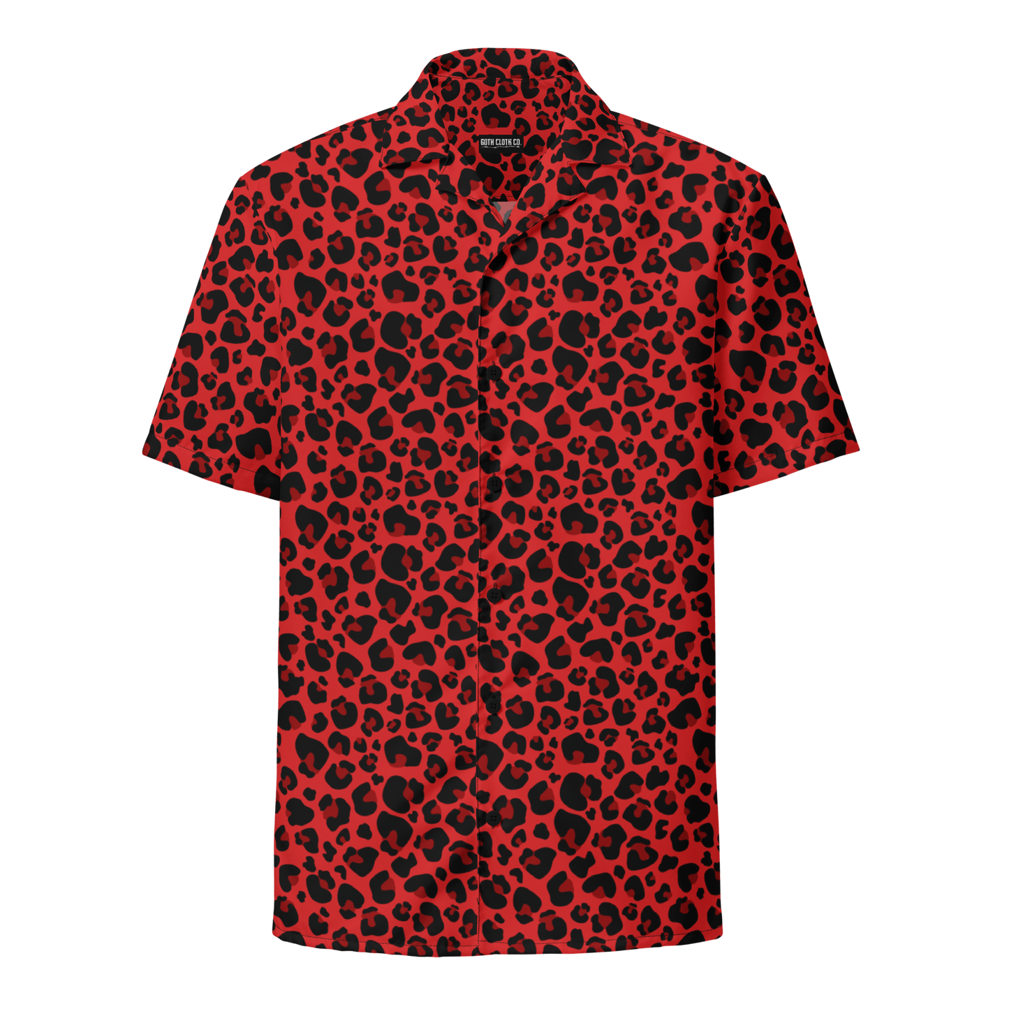 Goth Cloth's Feline Fever Red Cheetah Button-Up Shirt
