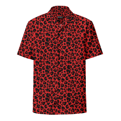 Goth Cloth's Feline Fever Red Cheetah Button-Up Shirt
