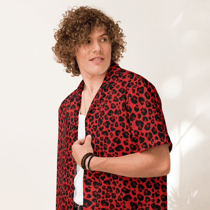 Goth Cloth's Feline Fever Red Cheetah Button-Up Shirt