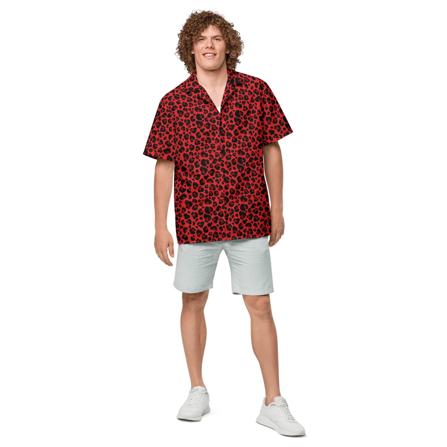 Goth Cloth's Feline Fever Red Cheetah Button-Up Shirt