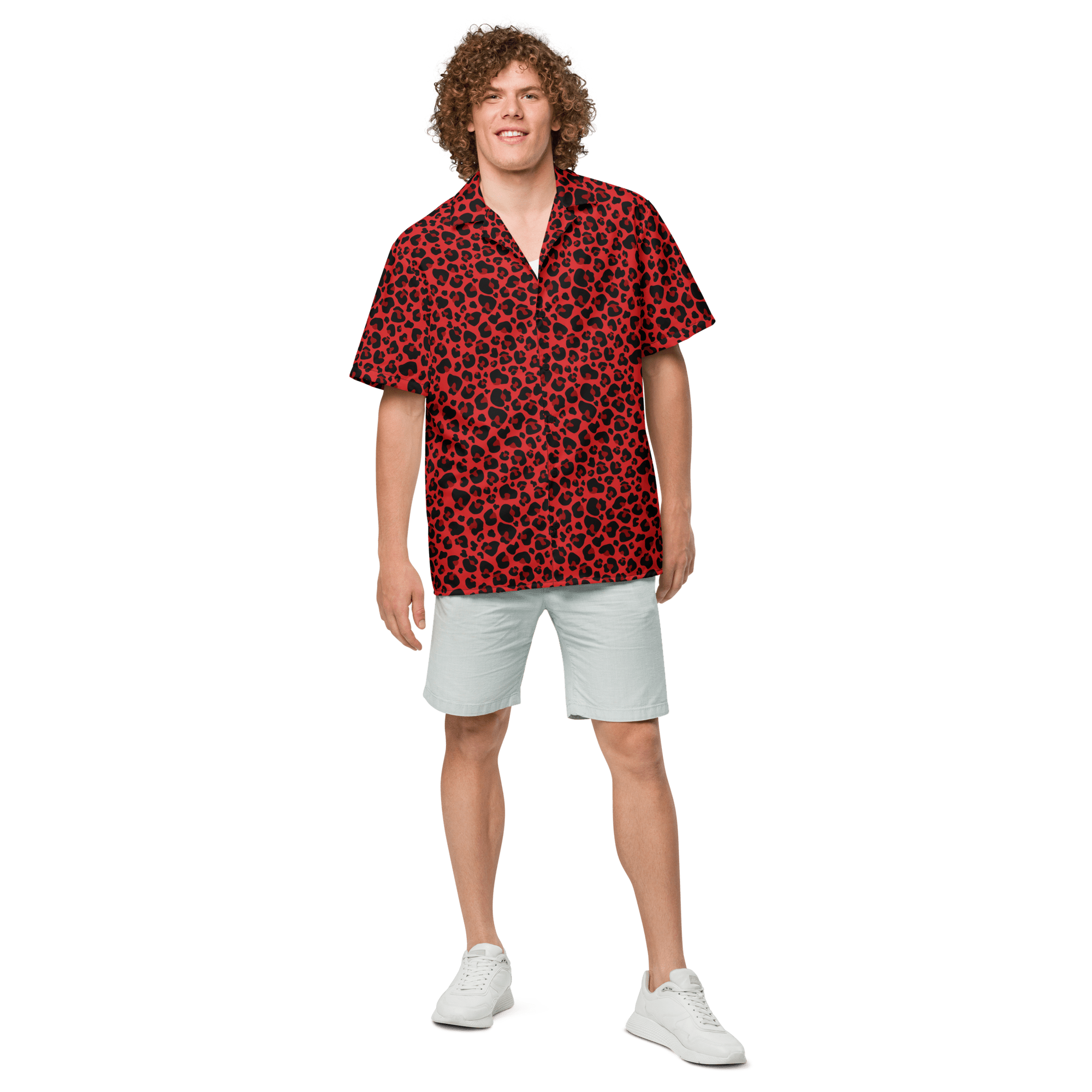 Goth Cloth's Feline Fever Red Cheetah Button-Up Shirt