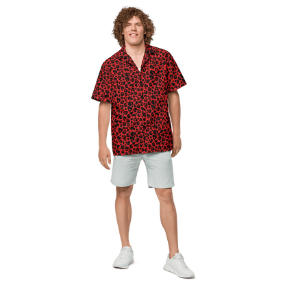 Goth Cloth's Feline Fever Red Cheetah Button-Up Shirt