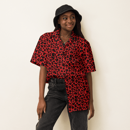 Goth Cloth's Feline Fever Red Cheetah Button-Up Shirt