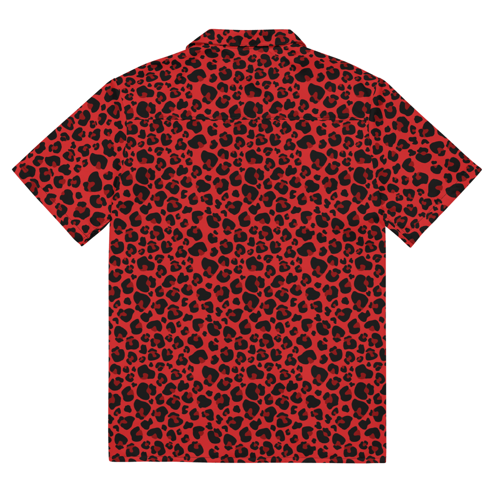 Goth Cloth's Feline Fever Red Cheetah Button-Up Shirt