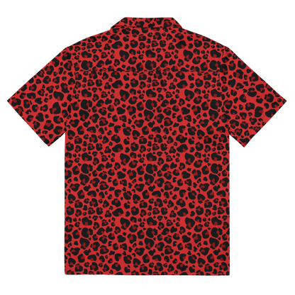 Goth Cloth's Feline Fever Red Cheetah Button-Up Shirt