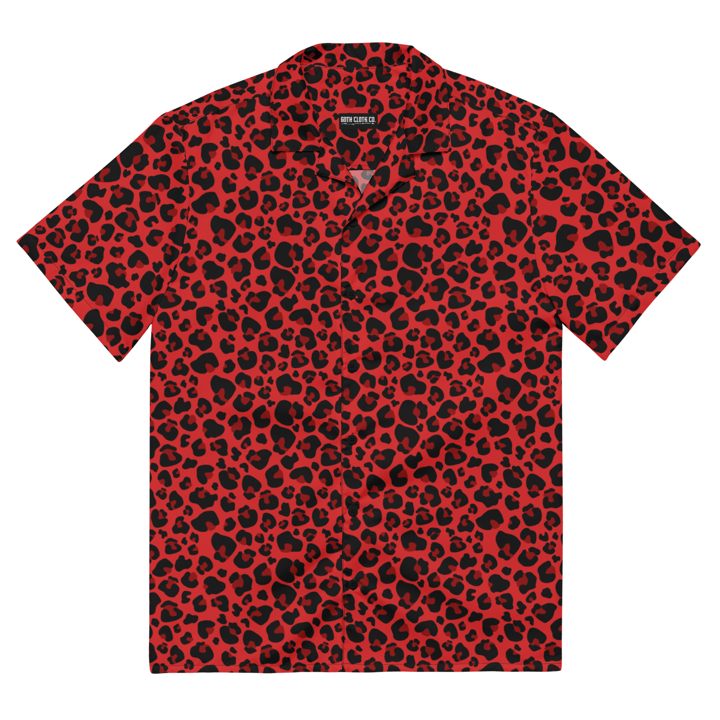 Goth Cloth's Feline Fever Red Cheetah Button-Up Shirt