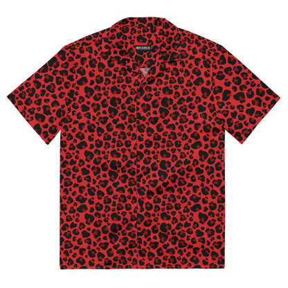 Goth Cloth's Feline Fever Red Cheetah Button-Up Shirt