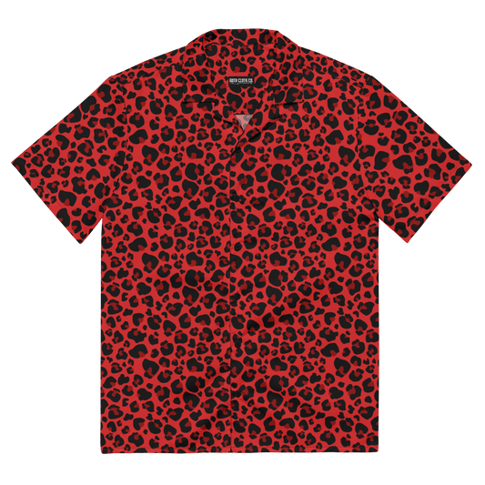 Goth Cloth's Feline Fever Red Cheetah Button-Up Shirt