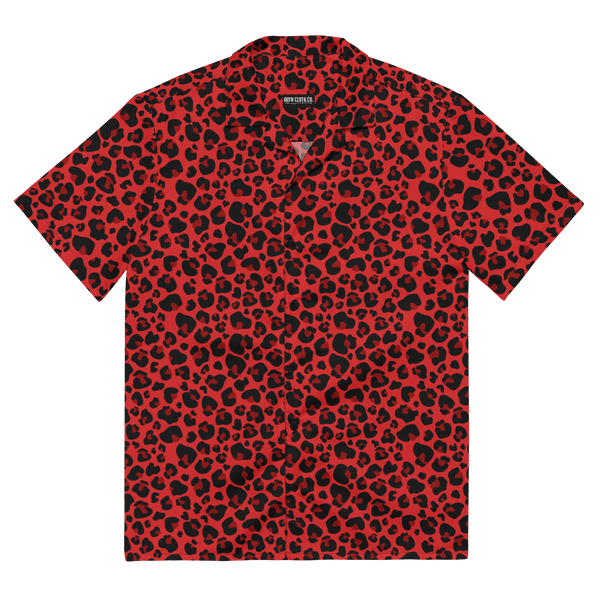 Goth Cloth's Feline Fever Red Cheetah Button-Up Shirt