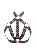 Floral Print Stretchy Body Harness w/Silver Hardware - Daisy Corsets
