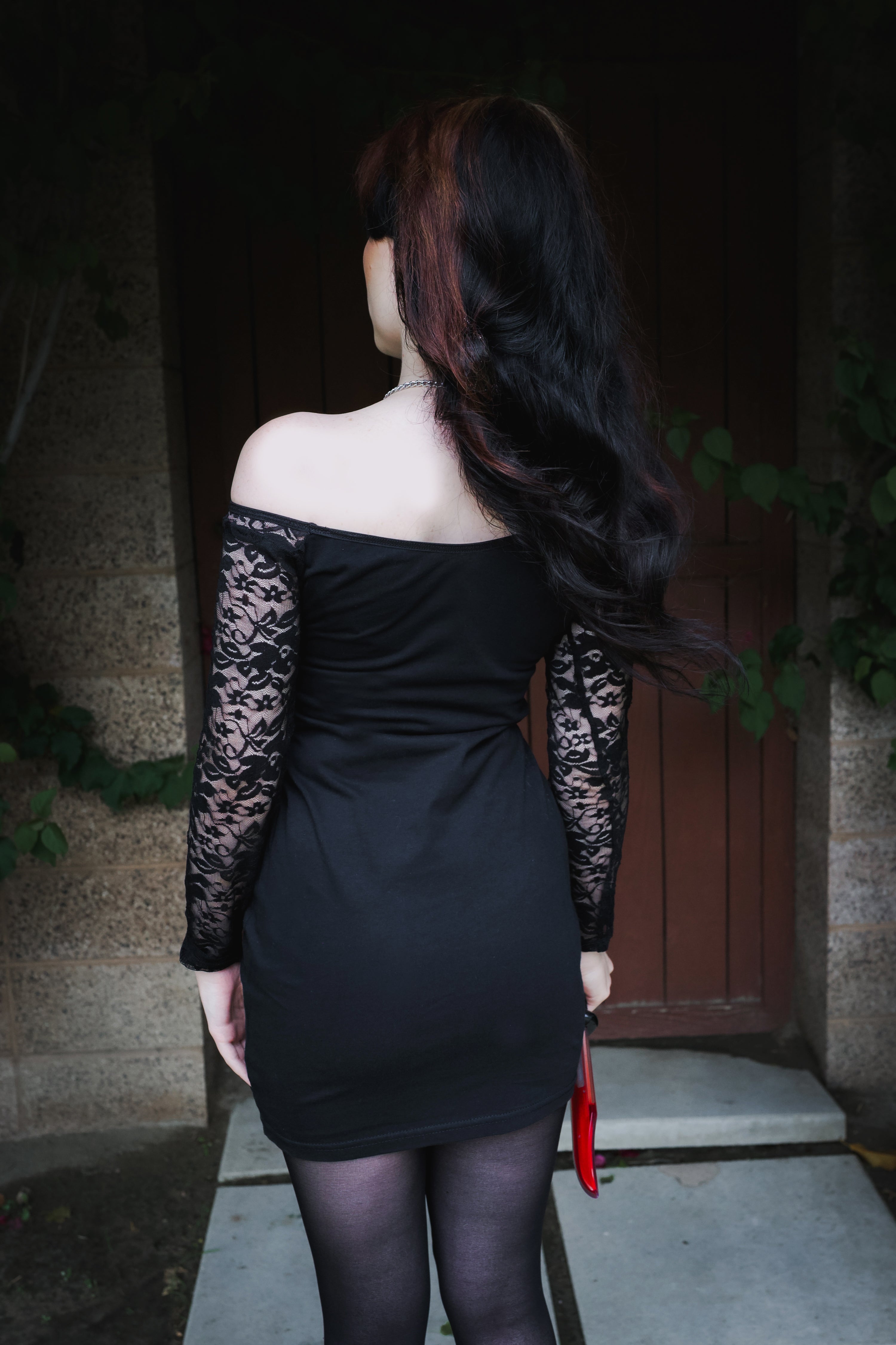 A Nightmare on Elm Street Off-Shoulder Lace Dress