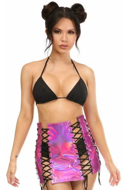 Fuchsia Holo Lace - Up Skirt - Daisy Corsets