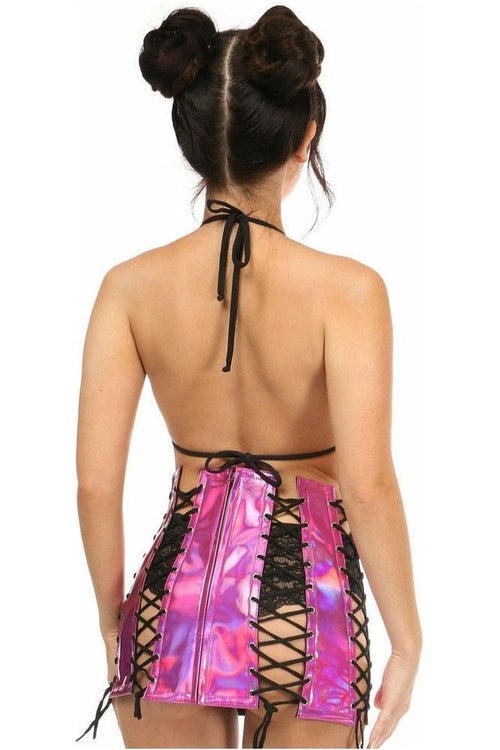 Fuchsia Holo Lace - Up Skirt - Daisy Corsets