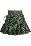 Green Satin w/Black Lace Overlay Lace - Up Skirt - Daisy Corsets