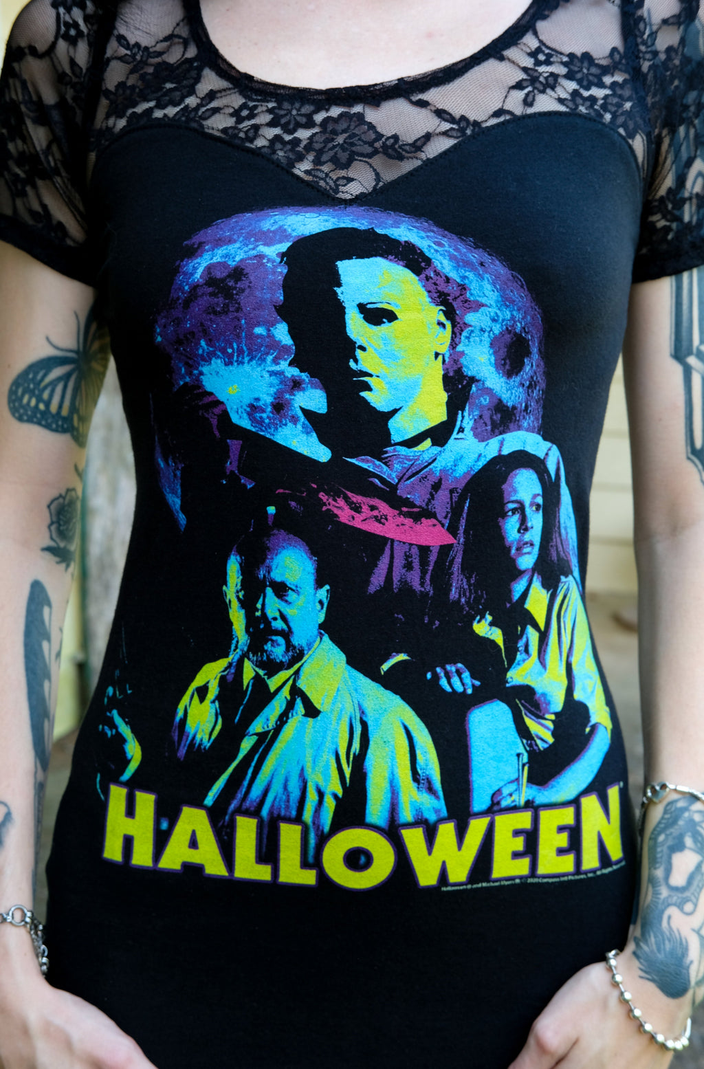 Halloween 'Laurie Strode, Dr. Loomis, & The Shape' Black Lace Dress