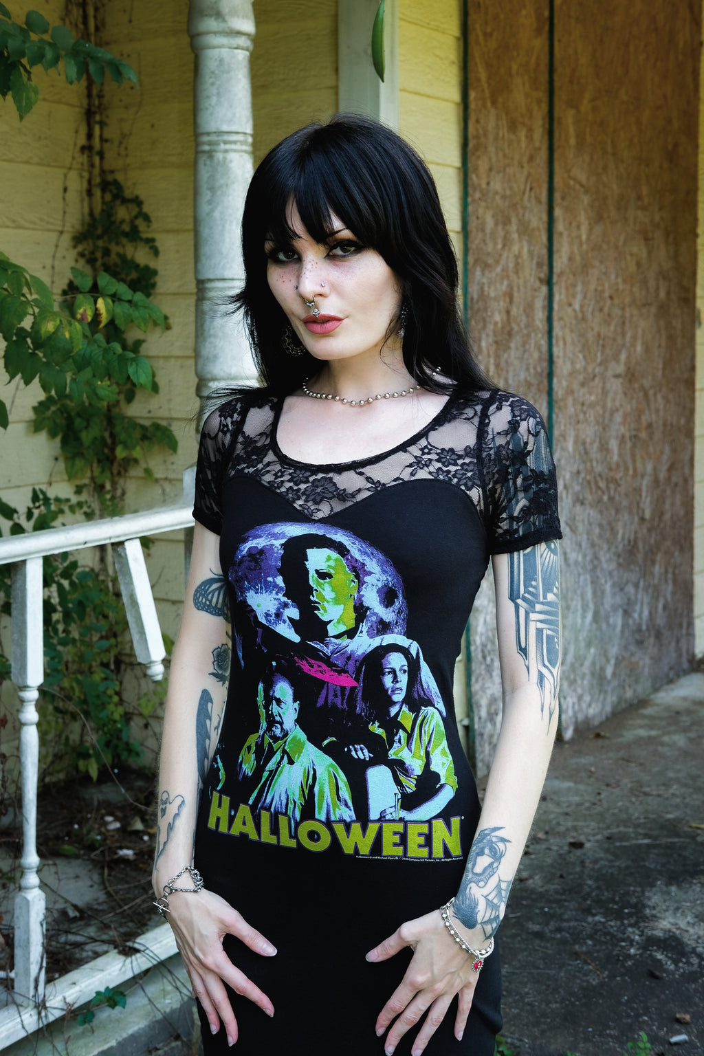 Halloween 'Laurie Strode, Dr. Loomis, & The Shape' Black Lace Dress