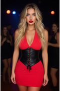 Lavish Black Faux Leather Corset Belt Cincher - Daisy Corsets