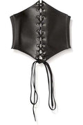 Lavish Black Faux Leather Corset Belt Cincher - Daisy Corsets