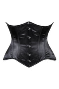 Lavish Black Satin Underbust Corset Waist Cincher Busk Closure - Daisy Corsets