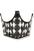 Lavish Black & White Diamond Satin Open Cup Waist Cincher - Daisy Corsets