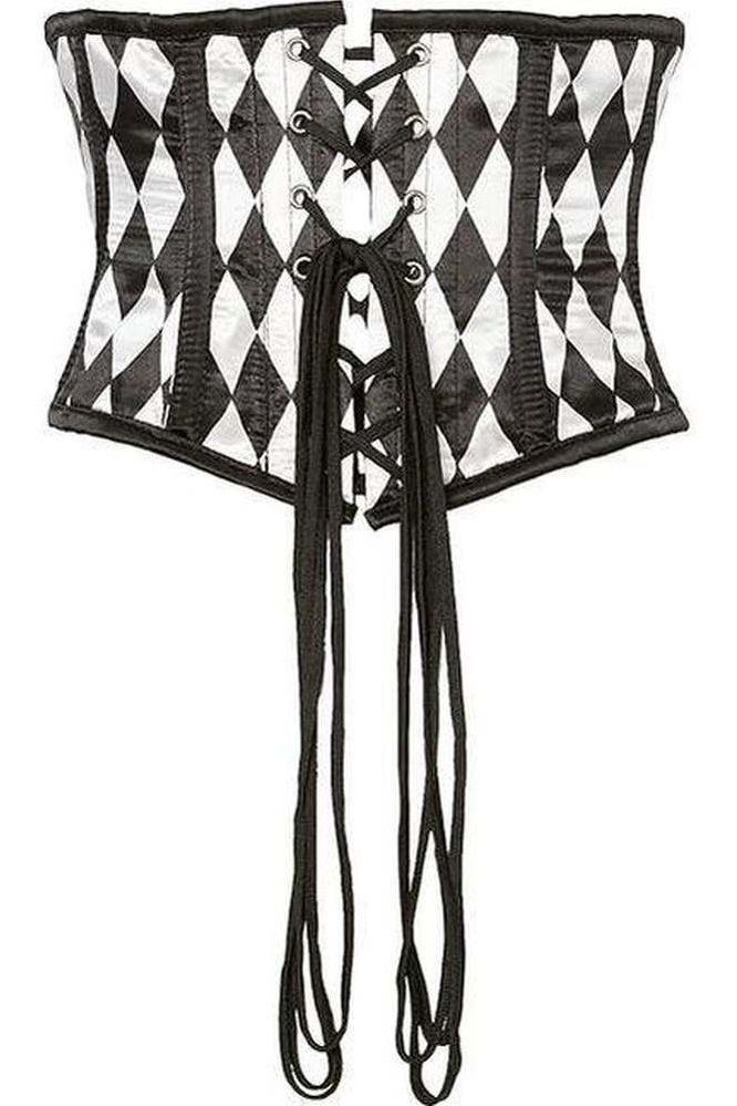 Lavish Black & White Diamond Waist Cincher Corset - Daisy Corsets