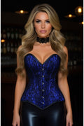 Lavish Blue/Black Lace Overbust Corset Sweetheart Neckline Busk Closure - Daisy Corsets