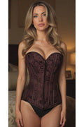 Lavish Dark Brown Lace Overbust Corset w/Zipper - Daisy Corsets