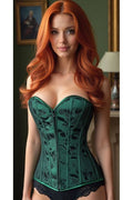Lavish Dark Green Lace Overbust Corset w/Zipper - Daisy Corsets