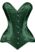 Lavish Dark Green Satin Overbust Corset Sweetheart Neckline Busk Closure - Daisy Corsets