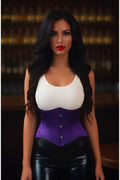 Lavish Dark Purple Satin Mini Cincher Underbust Corset Waist Cincher Busk Closure - Daisy Corsets