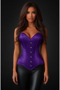 Lavish Dark Purple Satin Overbust Corset Sweetheart Neckline Busk Closure - Daisy Corsets