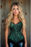 Lavish Green/Black Lace Overbust Corset Sweetheart Neckline Busk Closure - Daisy Corsets