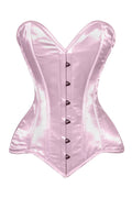 Lavish Lt Pink Satin Overbust Corset Sweetheart Neckline Busk Closure - Daisy Corsets
