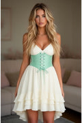 Lavish Mint Green Brocade Corset Belt Cincher - Daisy Corsets