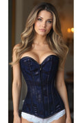 Lavish Navy Blue Lace Overbust Corset w/Zipper - Daisy Corsets