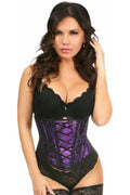 Lavish Purple Lace - Up Underbust Corset w/Black Lace - Daisy Corsets