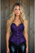 Lavish Purple/Black Lace Overbust Corset Sweetheart Neckline Busk Closure - Daisy Corsets